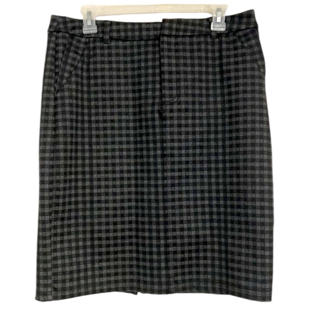 Kut from the Kloth Women's Checkered Black Grey Stretchy Skirt Size 8